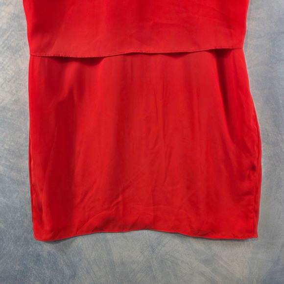 Amanda Uprichard Red Silk Front Tie Popover Mini Dress Petite P Sleeveless - Picture 6 of 7